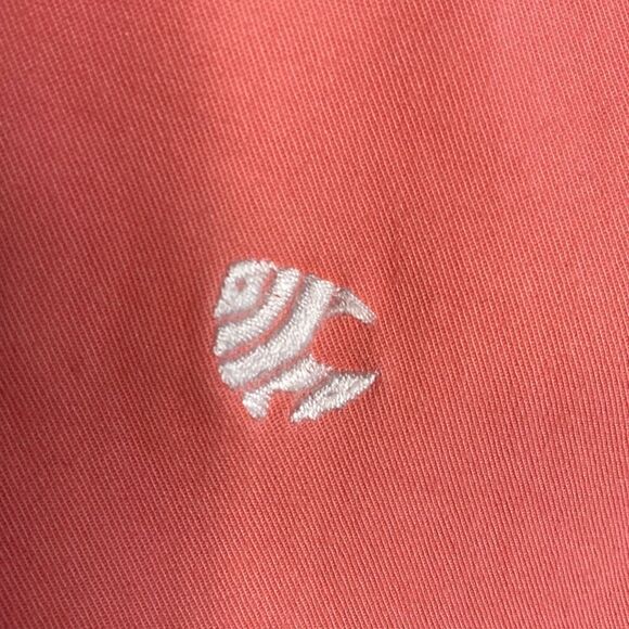TALBOTS 4.75" Inseam Embroidered Angel Fish Chino Shorts Coral & White Size 14 - Picture 4 of 8